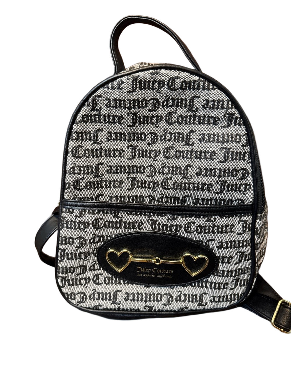 Juicy Couture Black & Gray Logo Backpack with Gold Heart Accents